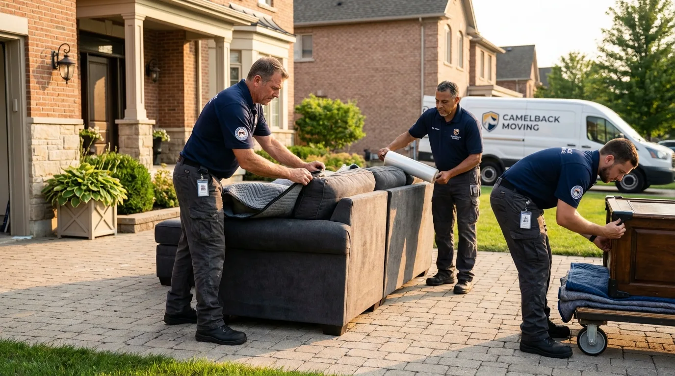 Large estate moving crew wrapping furniture in New Paltz, NY