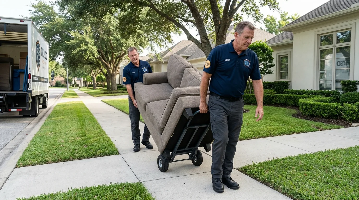 Local residential moving crew loading furniture in New Paltz, NY