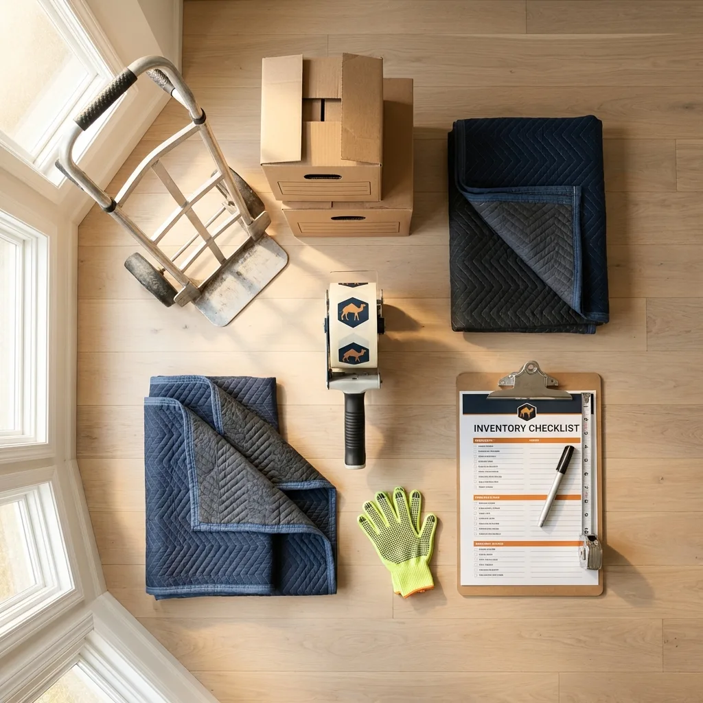 Professional moving supplies and packing materials layout for New Paltz residential relocations